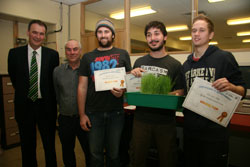 Prize winners with Head of School of Engineering Professor Richard Thorn, far left, and lecturer Alex Simcock